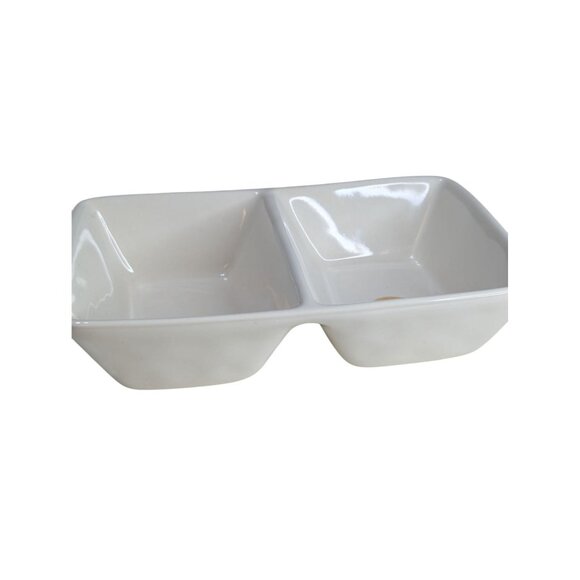 Rae Dunn Artisan Collection Ceramic Divided Dish With Gold Lips & Muah Text - Picture 3 of 7